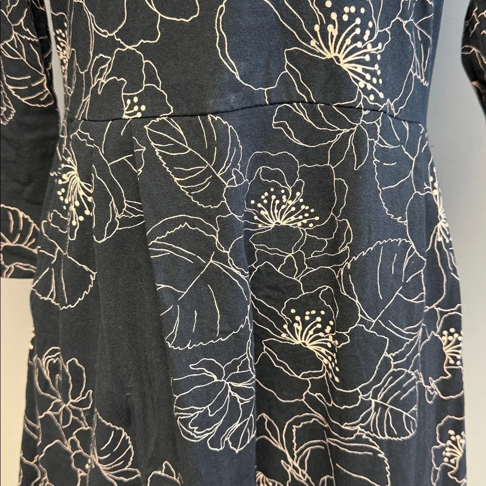 Lands’ End Floral Fit & Flare Dress Size S Cotton Stretch Pockets - Picture 3 of 5